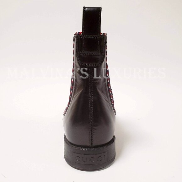 GUCCI BOOTS MENS CHELSEA ANKLE BLACK LEATHER ELASTIC GORES - Picture 8 of 12